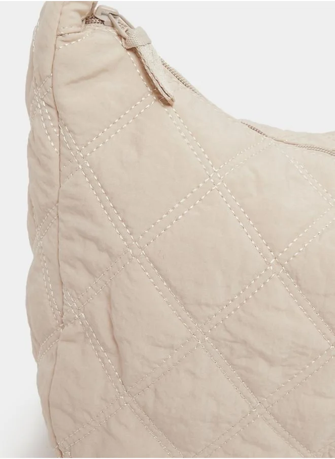 Styli Quilted Shoulder Bag with Zip Closure