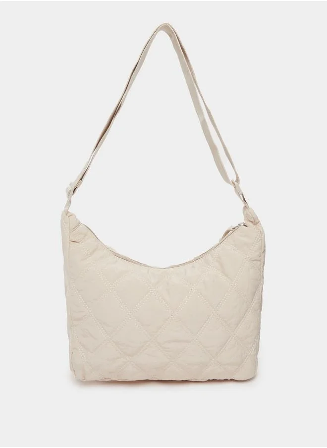 Styli Quilted Shoulder Bag with Zip Closure