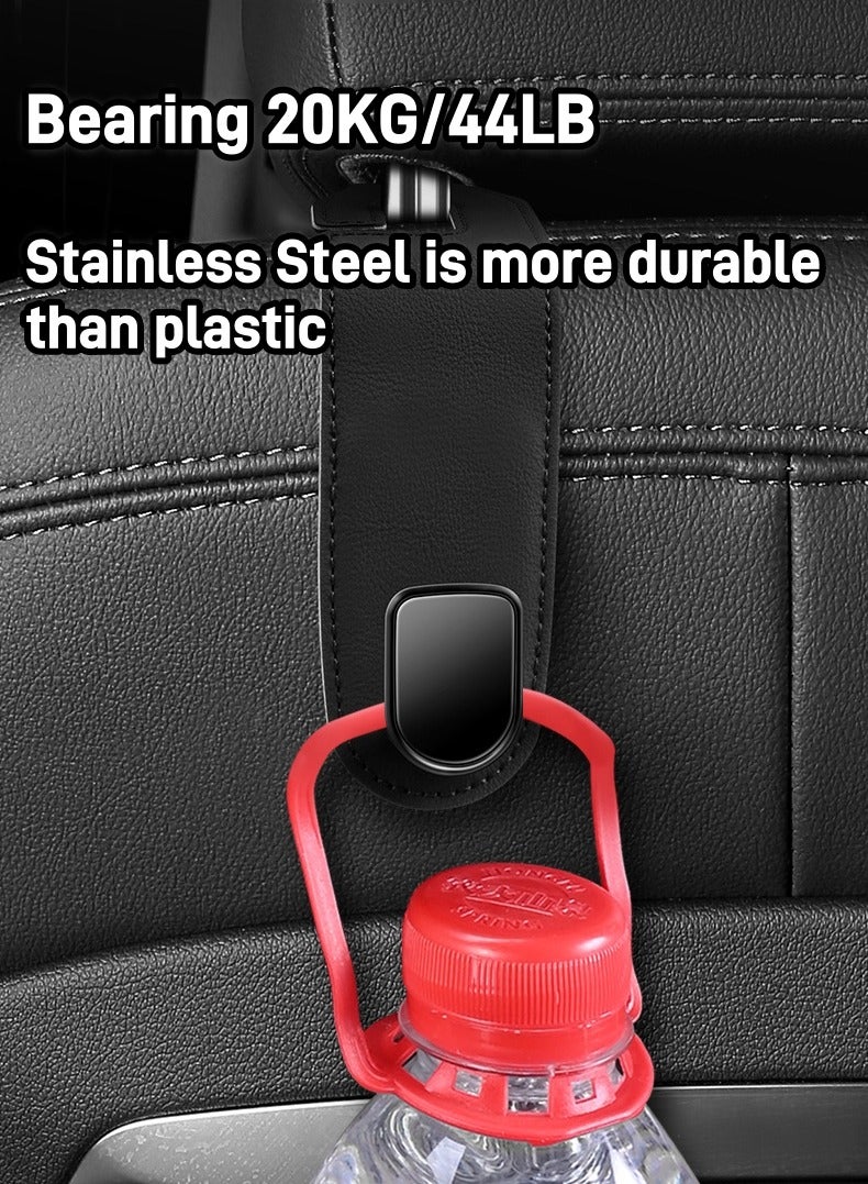 "طقم خطافات تعليق للمقاعد الخلفية تناسب جميع السيارات مكون من 4 قطع,خطافات رأس السيارة، خطاف منظم المقعد الجلدي للسيارة، حامل منظم للحقيبة والملابس والقبعة، 44 رطل من الفولاذ المقاوم للصدأ.     "بيج - Image 2