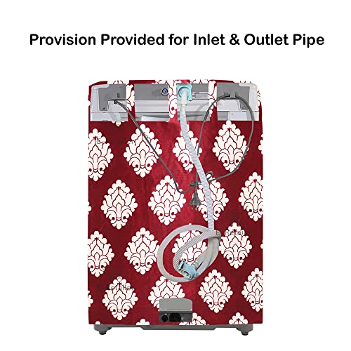 E-Retailer® Exclusive 3-Layered Polyester Combo Set of Appliances Cover (1 Pc. Fridge Top Cover, 2 Pc. Handle Cover, 1 Pc. of Microwave Oven Top Cover and 1 Pc. Front Load Washing Machine Cover) (Color-Maroon, Design-Ethnic, Set Contains-3 Pcs.) - Image 4
