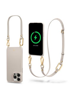CYRILL CYRILL Spigen Classic Charm Mag Compatible with iPhone 15 Pro Max Case (2023) [PC, TPU, PU Leather | Cream]  - Image 1