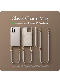 CYRILL CYRILL Spigen Classic Charm Mag Compatible with iPhone 15 Pro Max Case (2023) [PC, TPU, PU Leather | Cream]  - Image 2