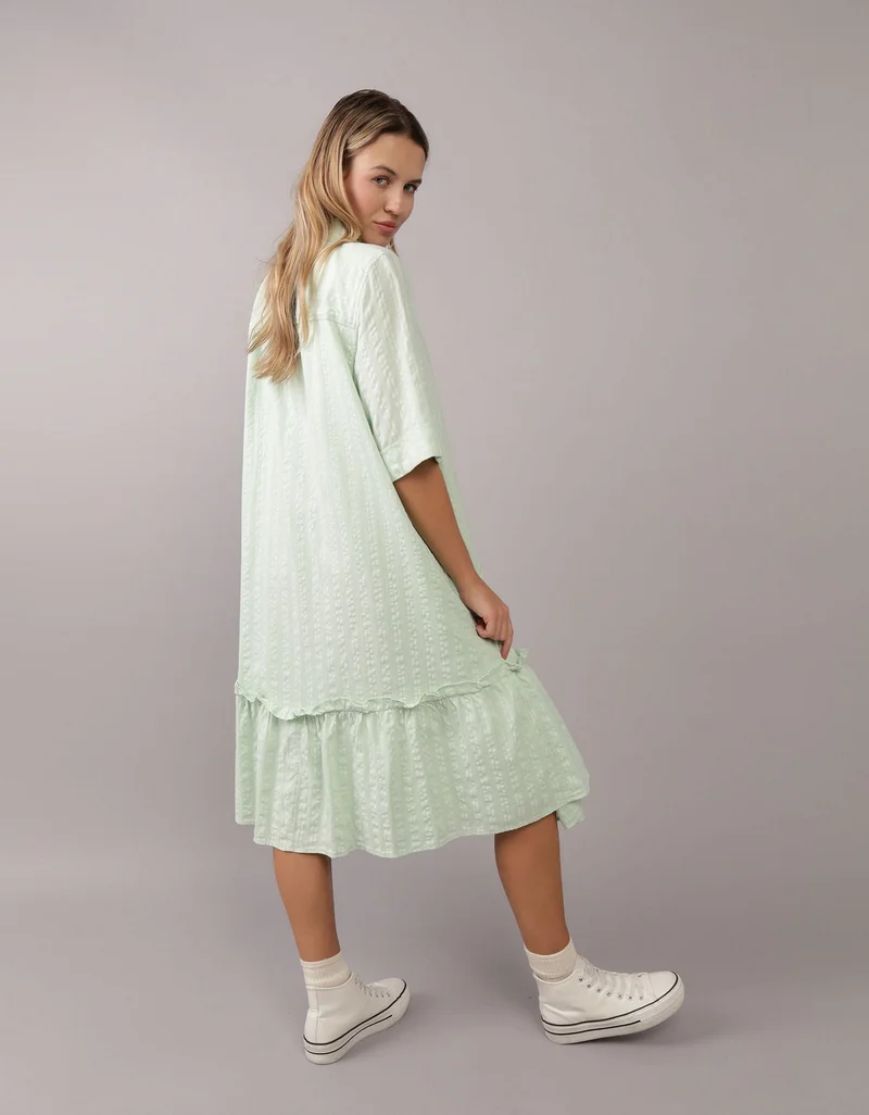 امريكان ايجل فستان ميدي بتصميم قميص مع تفاصيل مكشكشة