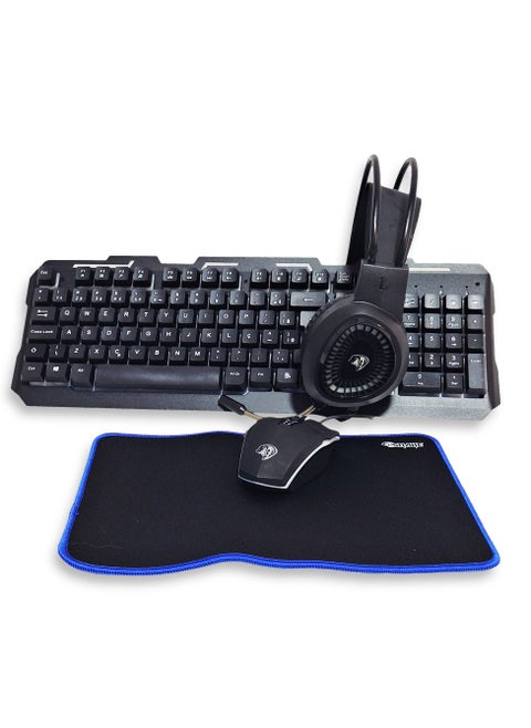 4in1 Combo Backlit Gaming Mouse, Gaming Keyboard,  Gaming Mouse Pad, PC Computer Gaming Headset with Microphone Combo, RGB LED Backlit 104 Key Gaming Keyboard |