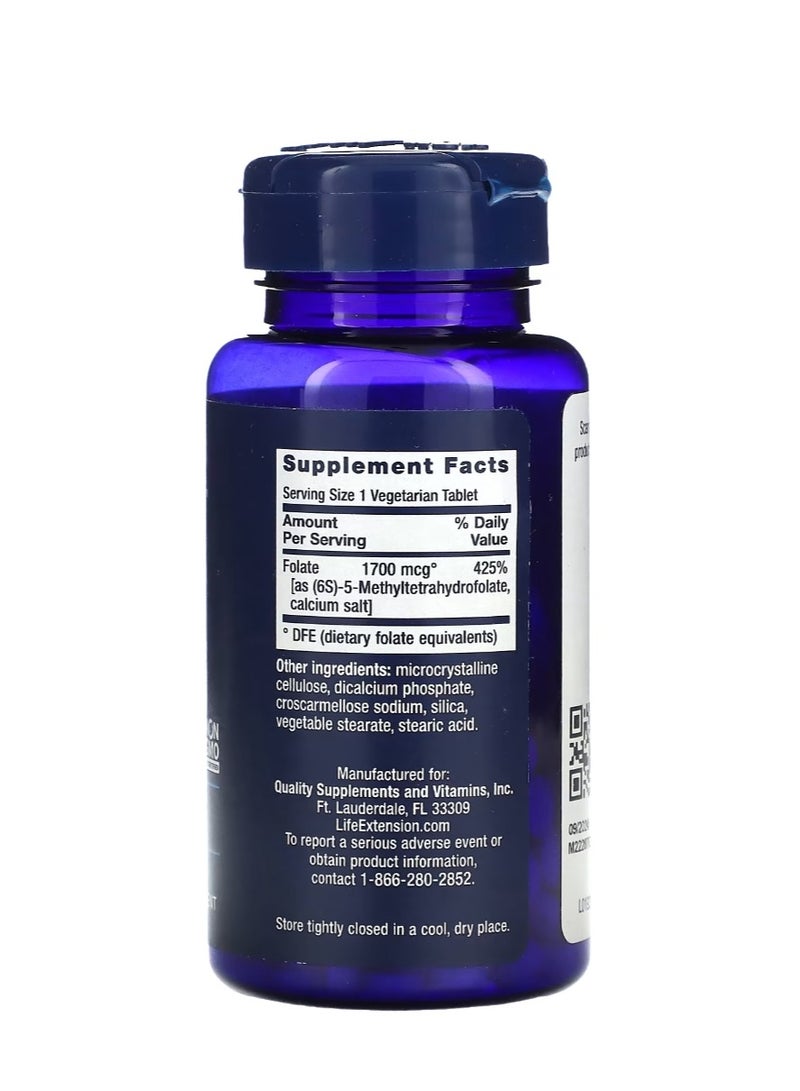 Life Extension Optimized Folate 1700 mcg DFE 100 Vegetarian Tablets - Image 2