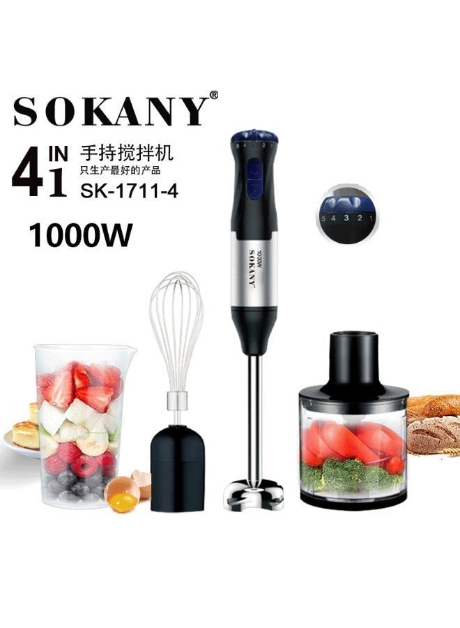 SOKANY SK-1711-4 4-in-1 Hand Blender with 1000W Power and Stainless Steel Shaft - Image 2