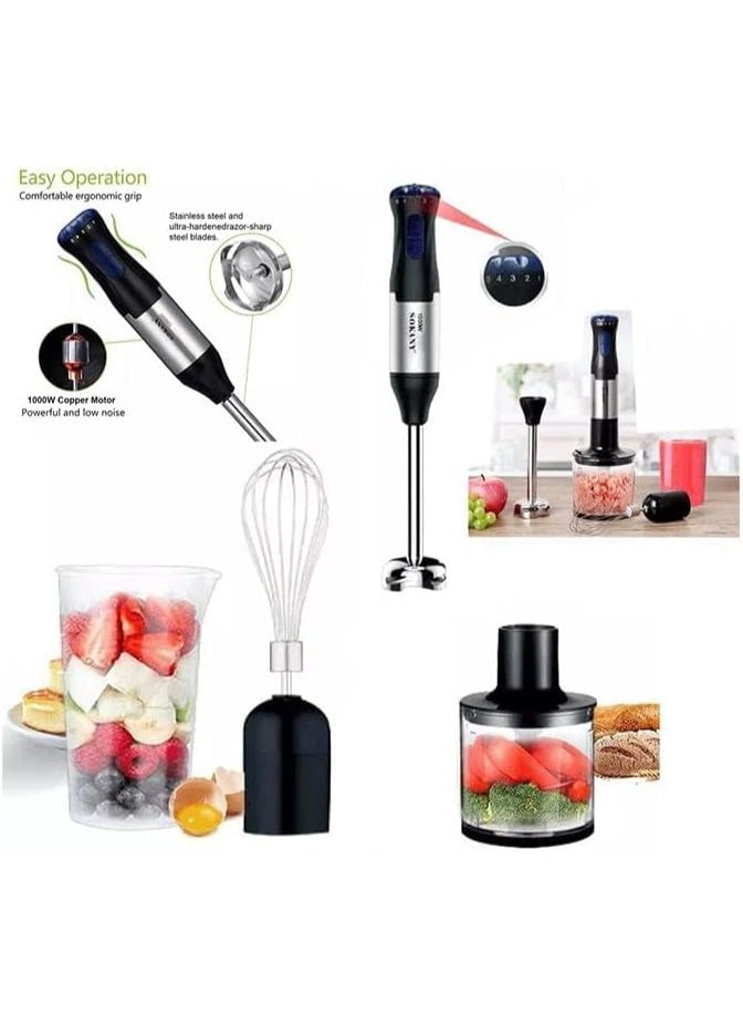 SOKANY SK-1711-4 4-in-1 Hand Blender with 1000W Power and Stainless Steel Shaft - Image 3