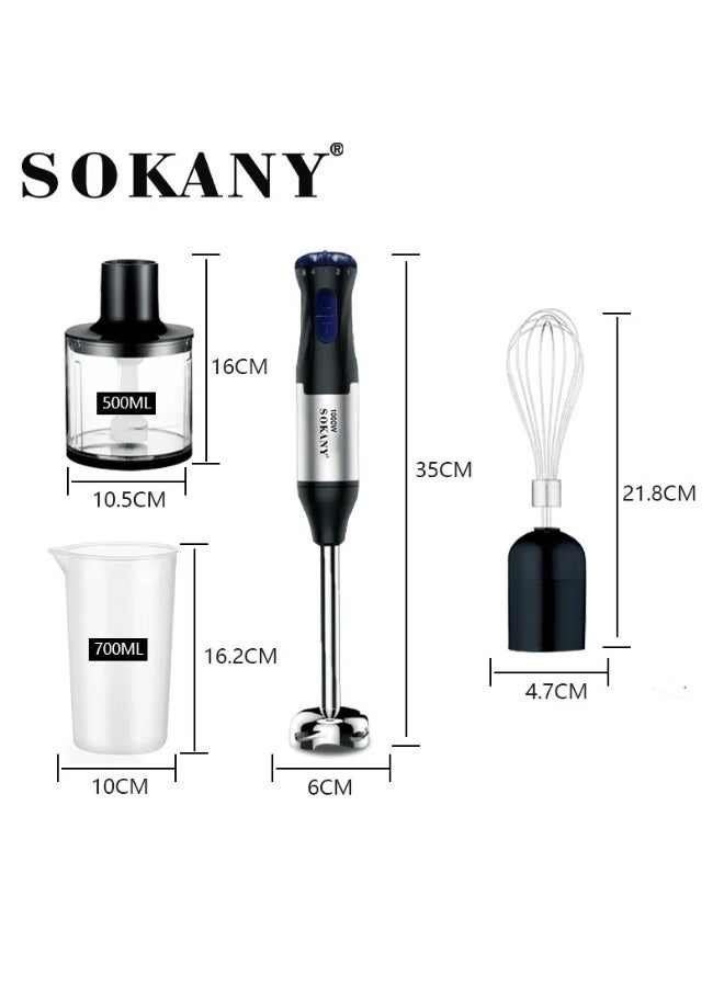 SOKANY SK-1711-4 4-in-1 Hand Blender with 1000W Power and Stainless Steel Shaft - Image 5