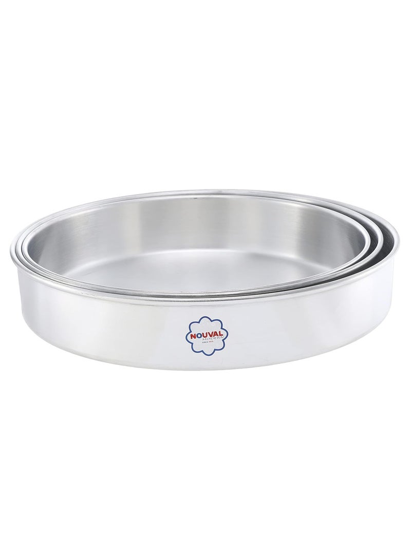 NOUVAL Nouval Aluminum Baking Tray Set – 3 Pieces (24/26/30 cm) – Heavy Duty & Oven Safe 
