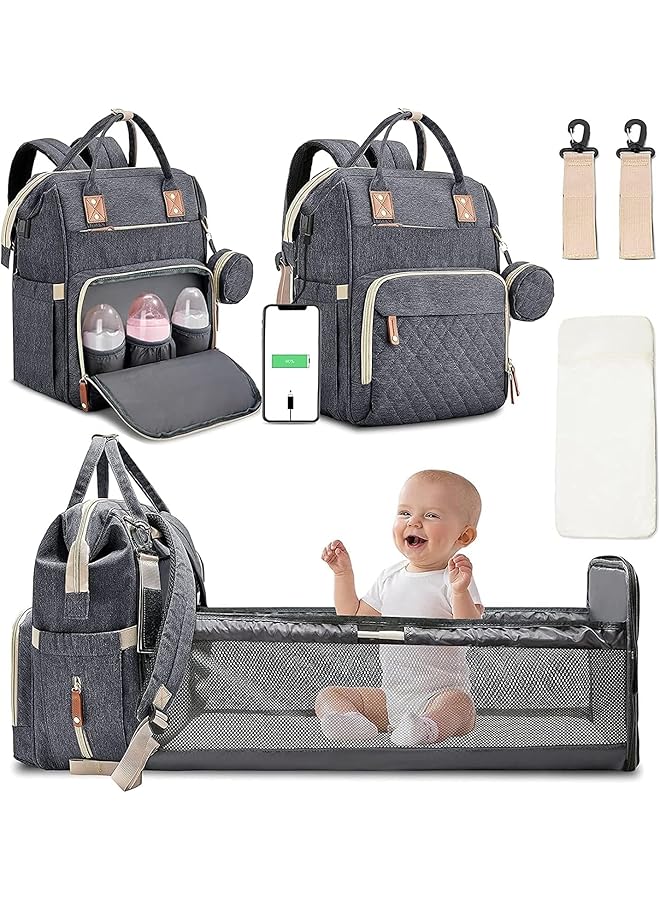أكس سبرينج حقيبة حفاضات كبيرة لحمل مستلزمات الطفل، حقيبة ظهر واسعة للحفاضات مع حجرات متعددة وحقيبة مبللة، مثالية للبحث عن الهدايا في سجل الاستحمام، حقيبة حفاضات عملية للسفر والنزهات - Image 1