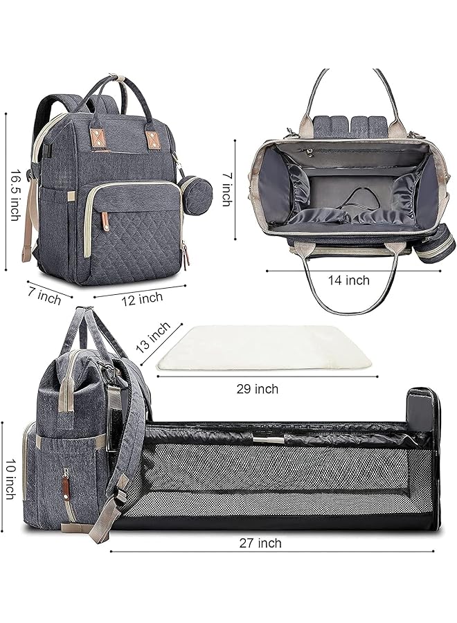 أكس سبرينج حقيبة حفاضات كبيرة لحمل مستلزمات الطفل، حقيبة ظهر واسعة للحفاضات مع حجرات متعددة وحقيبة مبللة، مثالية للبحث عن الهدايا في سجل الاستحمام، حقيبة حفاضات عملية للسفر والنزهات - Image 4