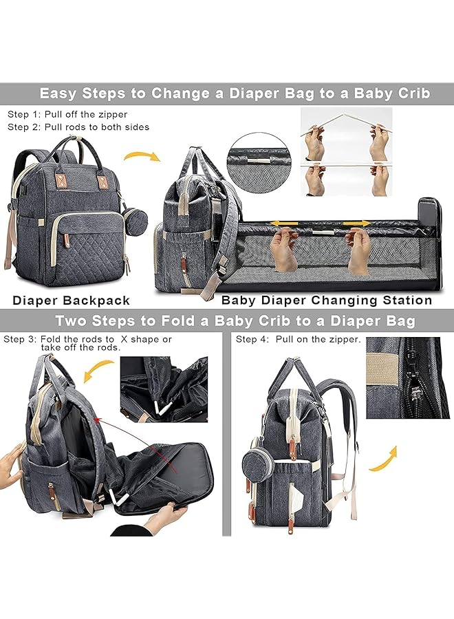 أكس سبرينج حقيبة حفاضات كبيرة لحمل مستلزمات الطفل، حقيبة ظهر واسعة للحفاضات مع حجرات متعددة وحقيبة مبللة، مثالية للبحث عن الهدايا في سجل الاستحمام، حقيبة حفاضات عملية للسفر والنزهات - Image 2