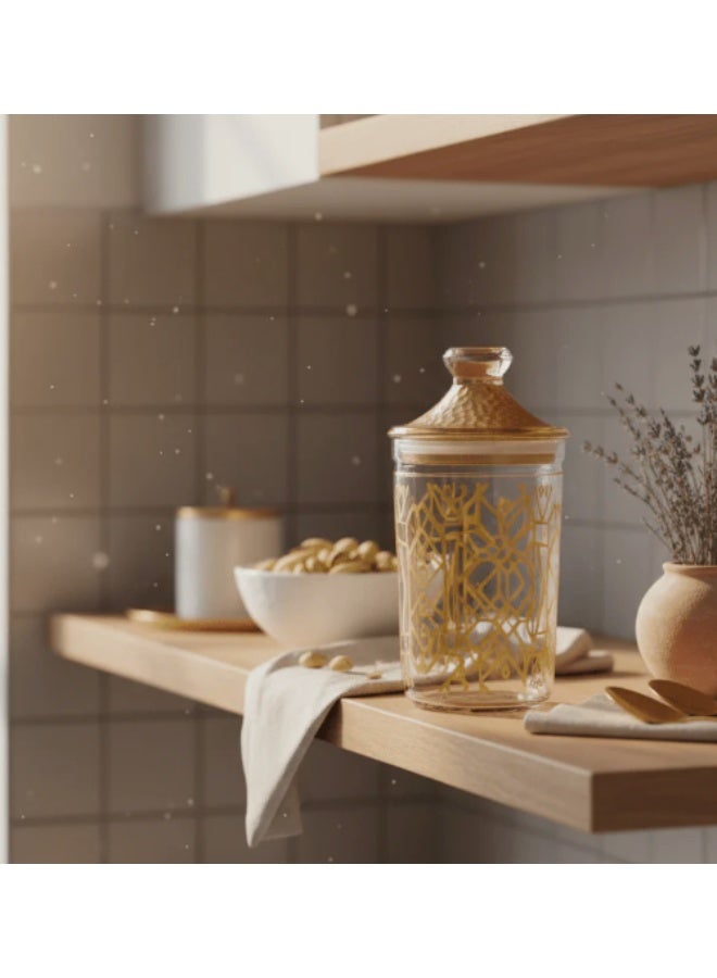 لوكسهوم علبة تخزين دائرية محكمة الإغلاق من الأكريليك من لوكس هوم بريميوم - جسم شفاف بتصميم ذهبي أنيق، سعة 1000 مل - Image 4