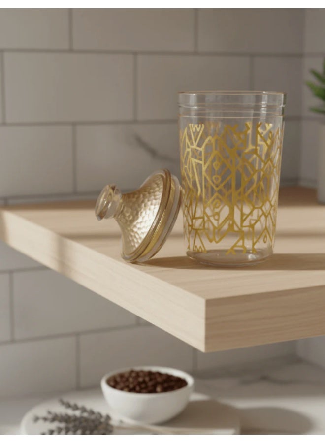 لوكسهوم علبة تخزين دائرية محكمة الإغلاق من الأكريليك من لوكس هوم بريميوم - جسم شفاف بتصميم ذهبي أنيق، سعة 1000 مل - Image 2