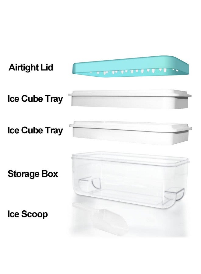 QUELIEN Ice Cube Trays for Freezer, Ice Cube Bin Scoop Trays, Press Type Ice Cube Maker Ice Cube Trays for Freezer with Bin, Ice Cube Trays with Lid and Bin (2 Tiers, 1 Scoop, and 1 Press Plate) - Image 5