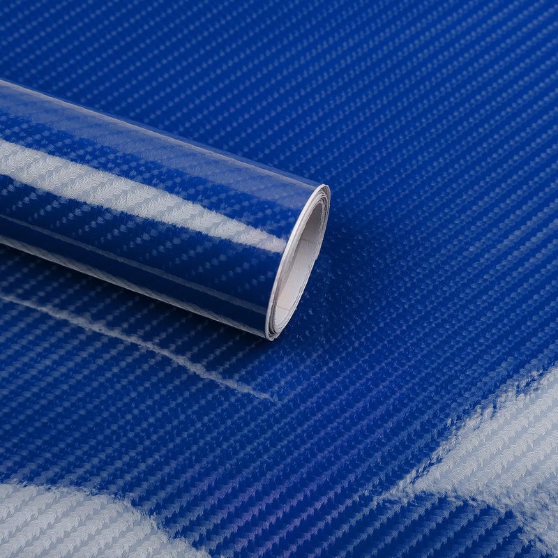 Lypumso 6D Carbon Fiber Vinyl Wrap Roll Glossy Car Wrap Film Featuring Bubble Free Air Release Technology Car Moto DIY Interior Exterior Decoration Carbon Fiber Blue 1ft x 5ft - Image 2