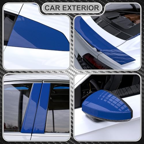Lypumso 6D Carbon Fiber Vinyl Wrap Roll Glossy Car Wrap Film Featuring Bubble Free Air Release Technology Car Moto DIY Interior Exterior Decoration Carbon Fiber Blue 1ft x 5ft - Image 3