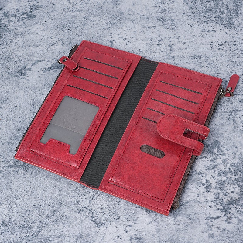 Multifunctional Solid Color PU Leather Wallet, RFID Blocking Design Portable Daily Storage Purse for Cards Cash Coin Business Use - Image 2