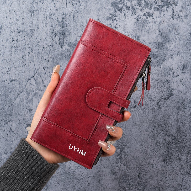 Multifunctional Solid Color PU Leather Wallet, RFID Blocking Design Portable Daily Storage Purse for Cards Cash Coin Business Use - Image 1