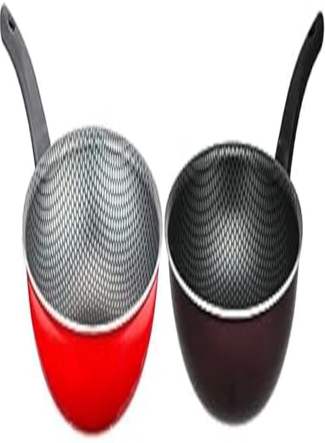 Trueval woke frying pan size 26, red + assorted shape and color plastic serving spoon + Trueval deep frying pan 28 cm- dark red