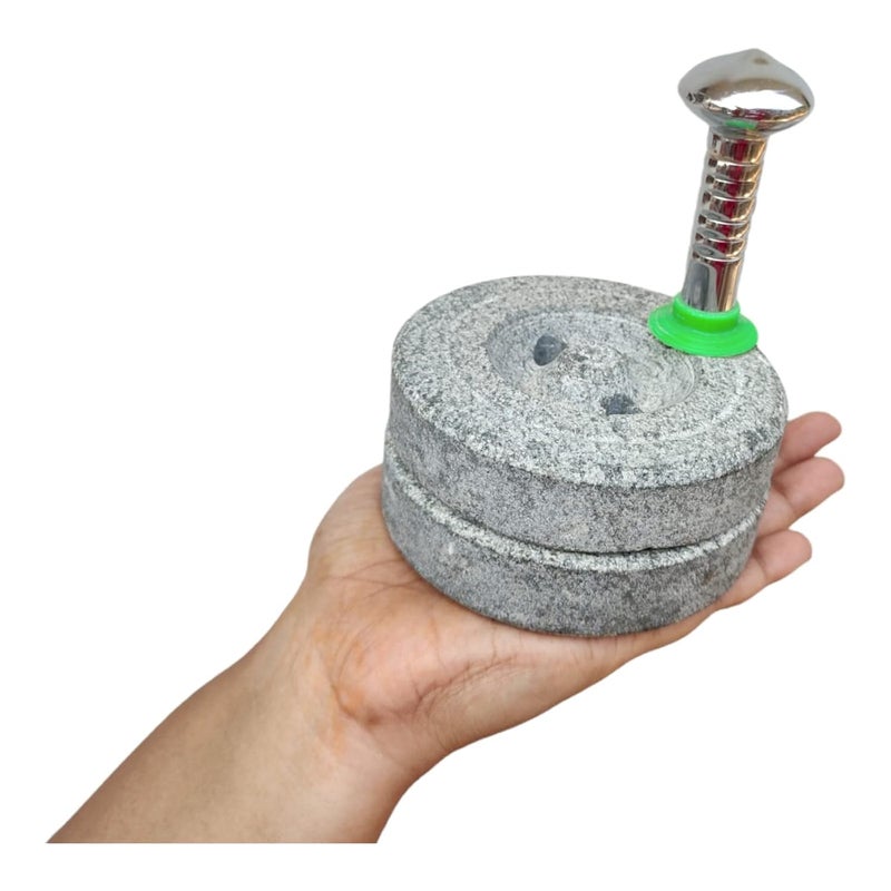 AZKAR Miniature Stone Chakki for Kids ToyGiftVastuHome DecorOnly for Pooja PurposeWidth 4 inch Small Size - Image 3