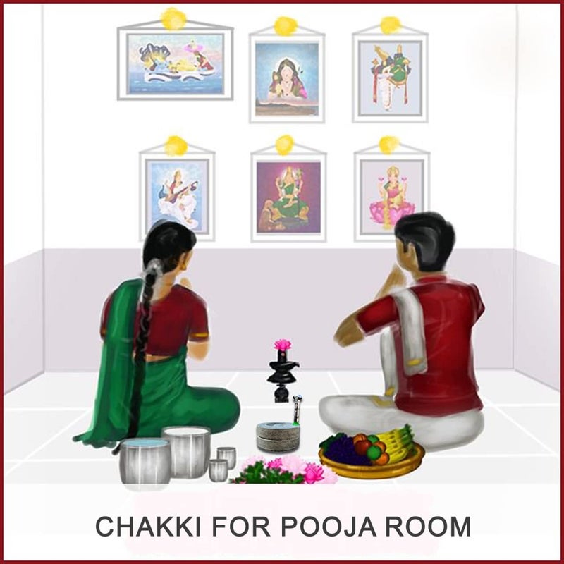 AZKAR Miniature Stone Chakki for Kids ToyGiftVastuHome DecorOnly for Pooja PurposeWidth 4 inch Small Size - Image 4