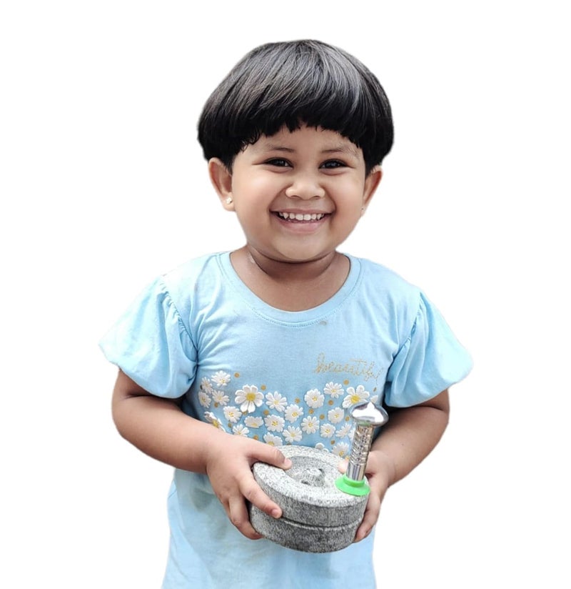 AZKAR Miniature Stone Chakki for Kids ToyGiftVastuHome DecorOnly for Pooja PurposeWidth 4 inch Small Size - Image 2