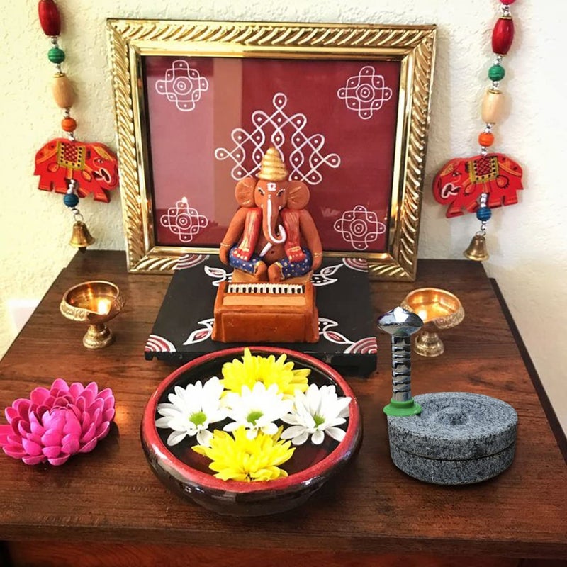 AZKAR Miniature Stone Chakki for Kids ToyGiftVastuHome DecorOnly for Pooja PurposeWidth 4 inch Small Size - Image 5