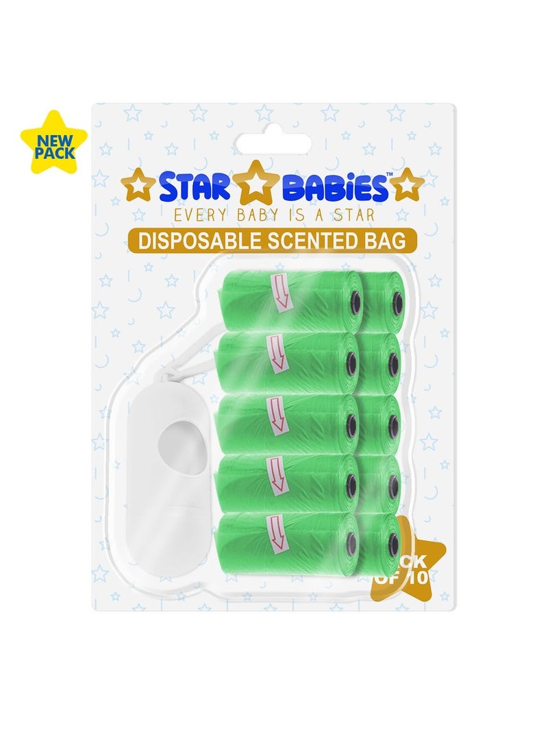 STAR BABiES Scented Bag With Dispenser Blister - Pack of 10 - Green - Image 1