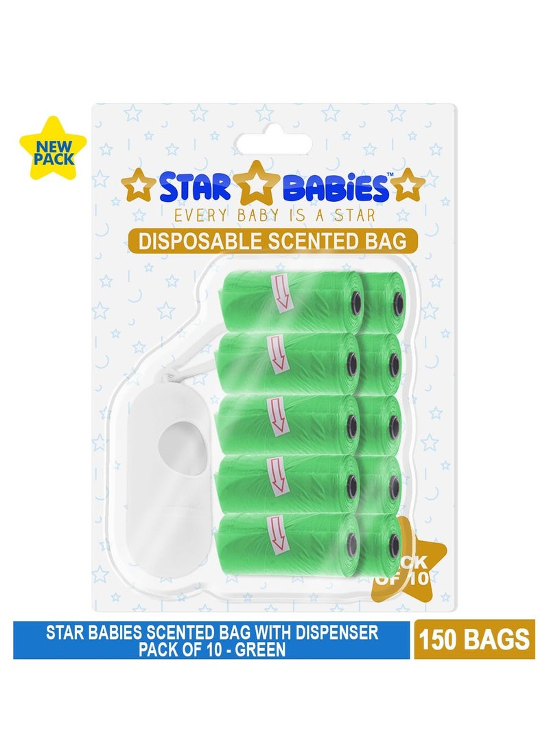 STAR BABiES Scented Bag With Dispenser Blister - Pack of 10 - Green - Image 2