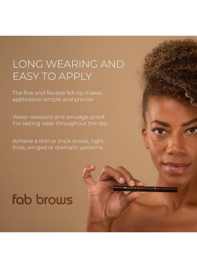 Fab Brows Precision Liquid Eyeliner Felttipped Liquid Eyeliner Pen Richly Pigmented Waterproof Black Eyeliner Achieves Thin Or Thick Strokes Easytoapply Flexible & Smudge Proof Eyeliner - Image 3