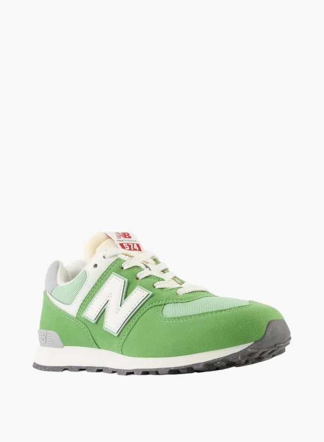 New Balance Boys' Logo Detail Sneakers with Lace-Up Closure - 574