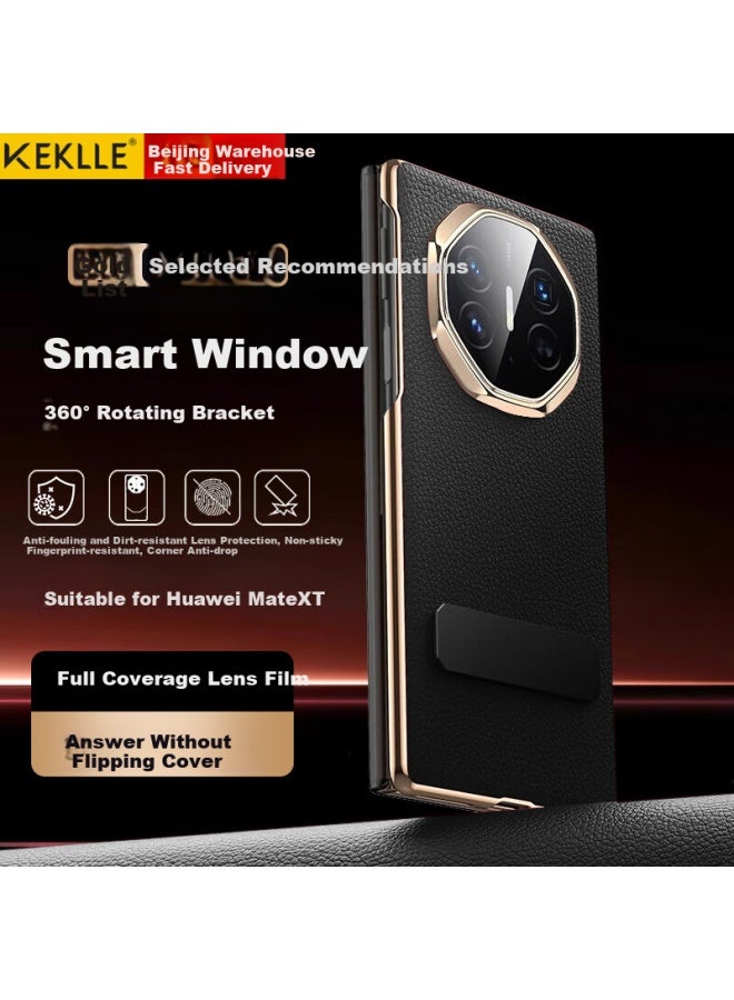Keklle Rotating Stand Huawei Mate Xt Extraordinary Master Three-fold Screen Stand Flip Cover Leather Case Anti-fall Mate Xt Protection Ultra-thin Full Coverage Black - Image 1