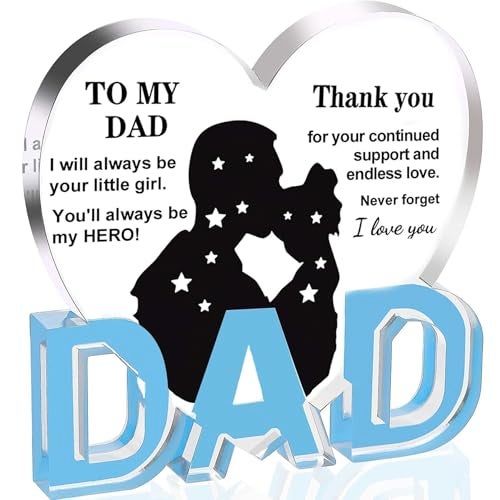 iLifemate Fathers Day Dad Gifts from Daughter Dad Birthday Gifts Acrylic Heart Plaque 3937inch Christmas Valentines Fathers Day Present for Dad Heartwarming Men Birthday Gift Ideas