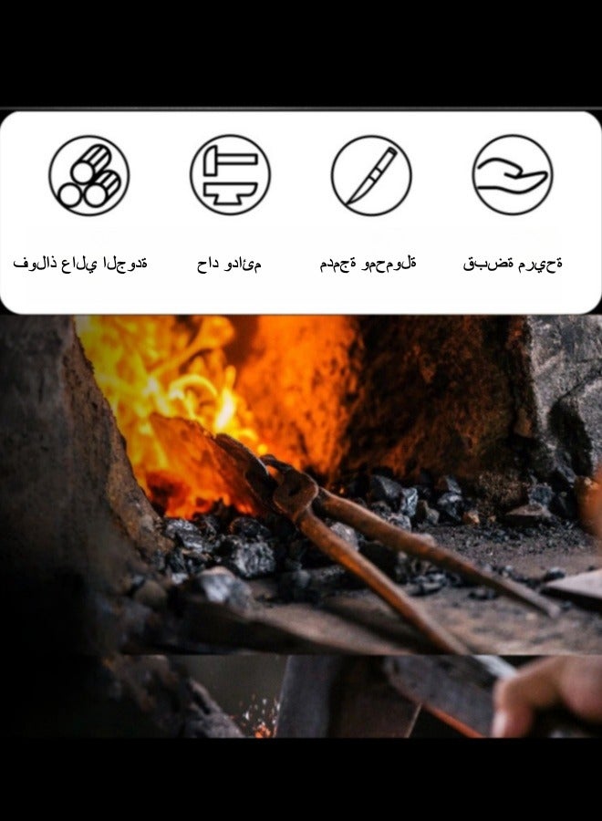 Browning سكين جزار مصنوعة يدويًا سكين تقطيع اللحوم للاستخدام الخارجي سكين تقطيع الخضروات للمطبخ + حقيبة جلدية - Image 5