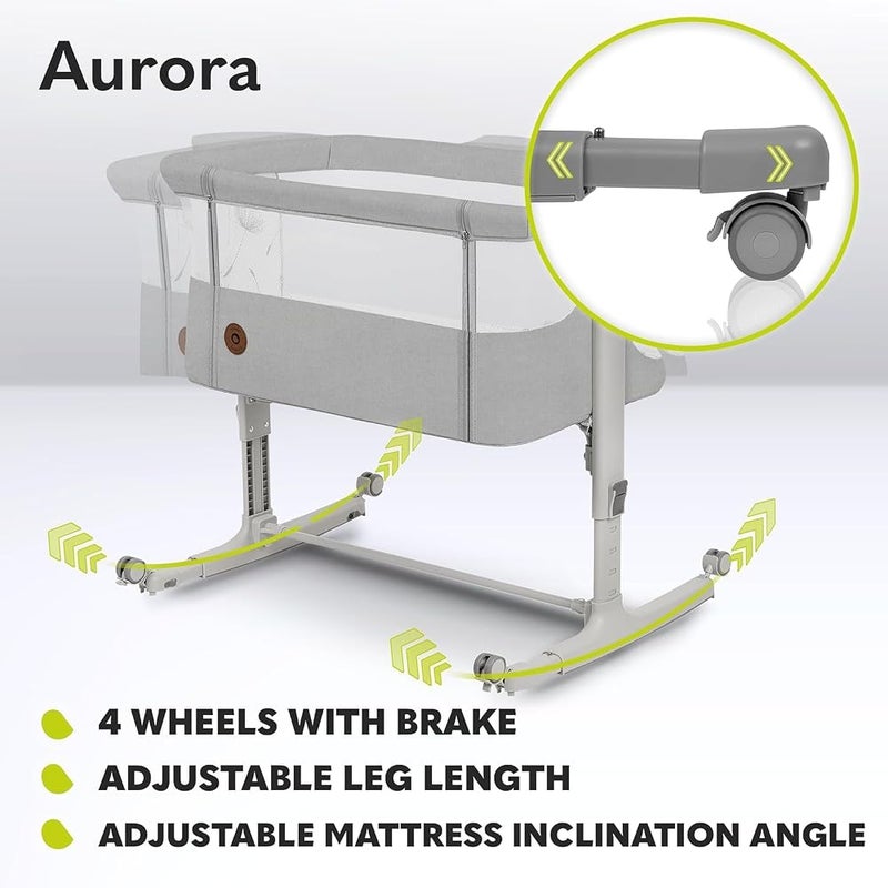 ليونيلو سرير أطفال متعدد الاستخدامات من Lionelo Aurora، باللون البيج، أبعاد 85 × 59.3 × 81.4 سم، مصنوع من الفولاذ/البلاستيك/البوليستر، قابل للتعديل في الارتفاع، مزود بعجلات وحقيبة للنقل - Image 4