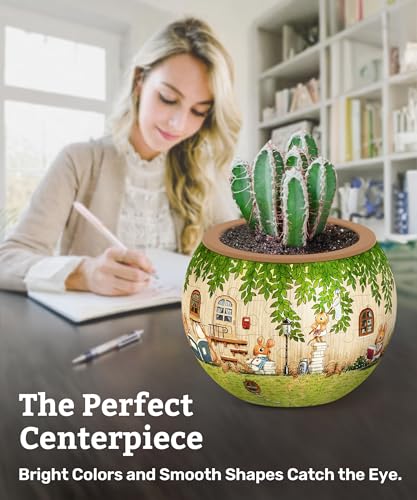 PieceRelax 3D Puzzle Planter Smart Happy Reading Danish Folklore Style Home Decor Flower Pots for Indoor Cactus Succulents Pots K1102 - Image 5