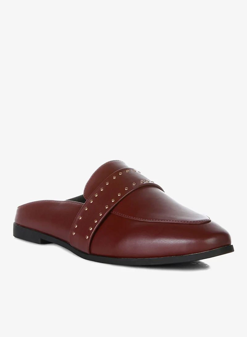 London Rag Burgundy Faux Leather Studded Detail Mules in Burgundy for Women | Best Price UAE