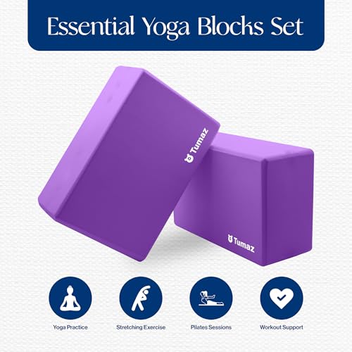 Tumaz NonSlip Yoga Blocks 2Pack High DensityLightweight EVA Foam Natural Cork for Stability Premium Set with EBook Included - Image 3