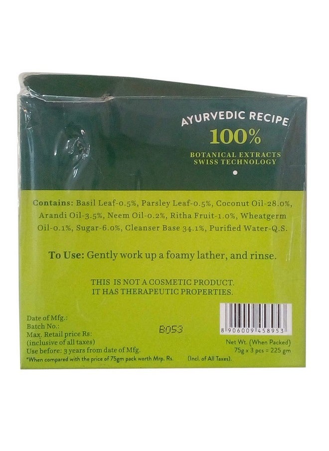 Biotique Revitalizing Body Soap - Bio Basil And Parsley, 3X75G Combo Pack  - Image 2