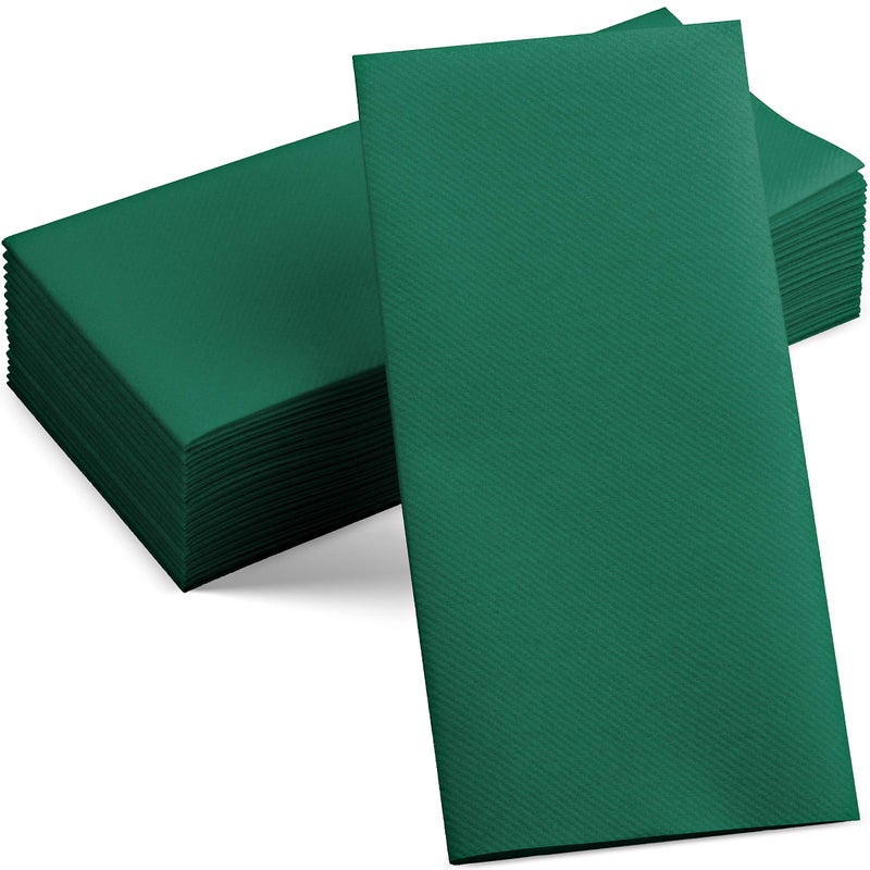 Servietto 50-Pack Disposable Linen-Feel Green Napkins  12"" x 17"" Cloth-Like Paper Dinner Napkins For Christmas  Wedding  Bathroom  Party Or Event - Image 1