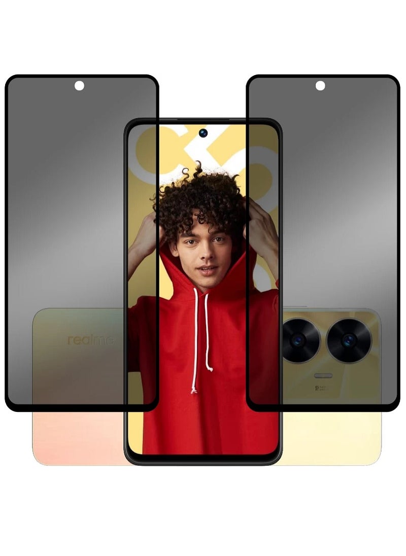 we3 2 Piece Tempered Glass Screen Protector Anti-Spy Privacy Designed For Realme C55 Full Screen Coverage And Bubble Free  - Image 1