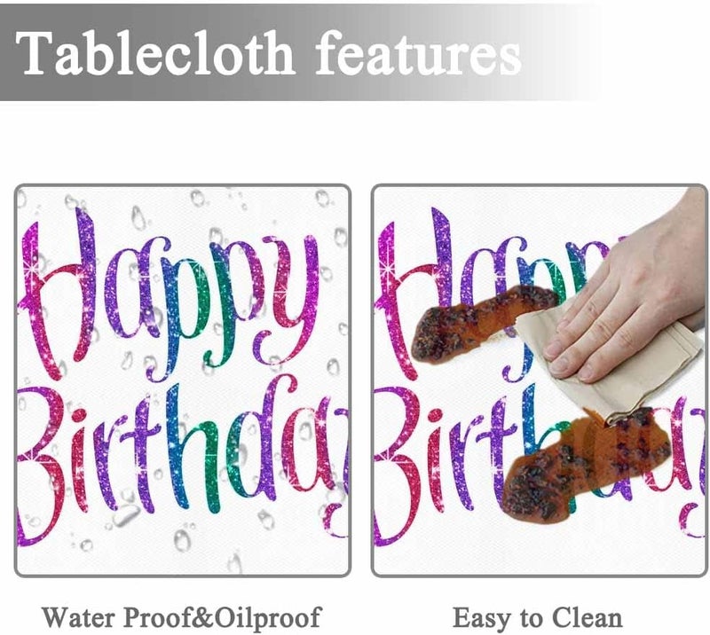Yibeas Tablecloth Happy Birthday Tablecloths 60 Diameter Round Watercolor Wreath with Lavender Flowers Purple Lavender Flowers Tablecloths for Dining Kitchen Wedding and Parties - Image 2