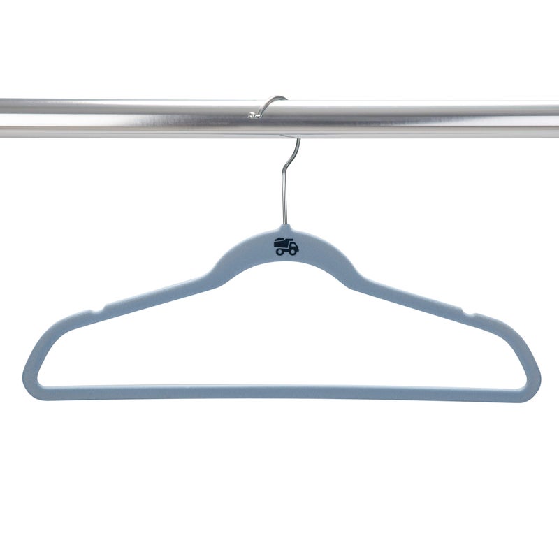 Simplify 25 Pack Kids Velvet Hangers | Slim | Non-Slip Design | Space Saving | Childrens Clothes | Shirts | Pants | Dresses | Baby Nursery | Closet Storage & Organization | Light Blue - Image 5