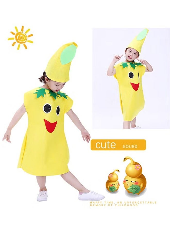 Kids Fruits Vegetables and Nature costumes Suits outfits Fancy Dress Party Boys and Girls Costume Suit with Hat (Gourd) - Image 4