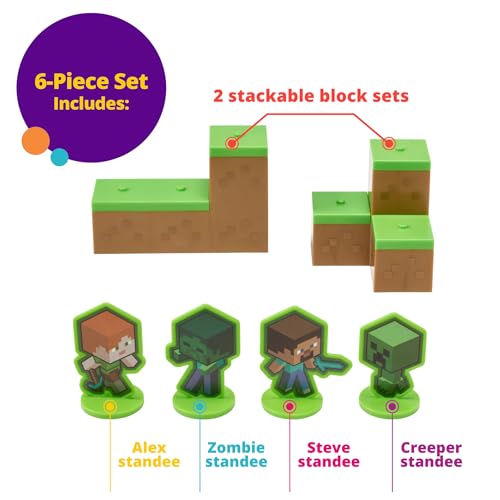 DecoPac DecoSet® Mobs Beware Minecraft Cake Topper, 6-Piece Stackable Cake Decoration, Interlocking 3D Blocks With Characters, Food Safe Birthday Cake Decoration - Image 5