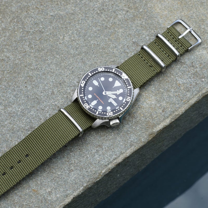 Benchmark Basics Nylon Watch Band - Waterproof Ballistic Nylon One-Piece Military Watch Straps for Men & Women (24mm, Army Green) - Image 4
