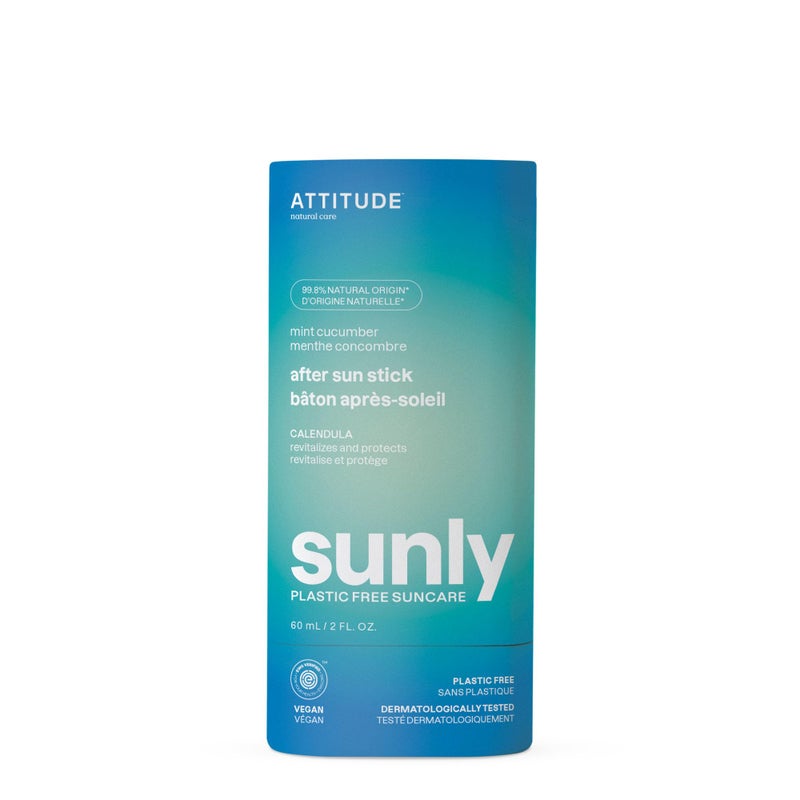 ATTITUDE After Sun Care Stick, EWG Verified, Plastic-Free, Soothes and Hydrates, Vegan and Mineral Based Formula, Mint and Cucumber, 2 Fl Oz - Image 1