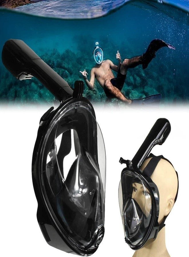 VBM قناع غطس كامل الوجه من VBM، قناع غطس مزود بآلية تنفس للأطفال والكبار، عدسة كريستالية مسطحة، قناع وأنبوب تنفس بانورامي بزاوية 180 درجة مضاد للتسرب/مضاد للضباب مع حامل كاميرا قابل للفصل (أسود - L/LXL) - Image 4