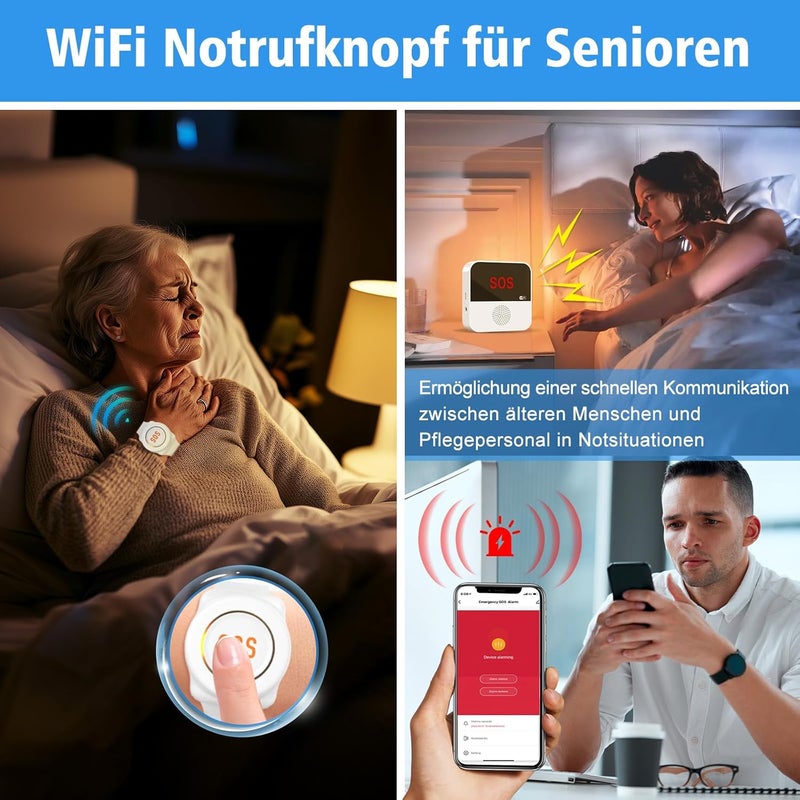 ChunHee Seniors Alarm Device - Elderly Disabled and Mobility Friendly Alarm Bracelet for Home Use (Set D) - Image 2